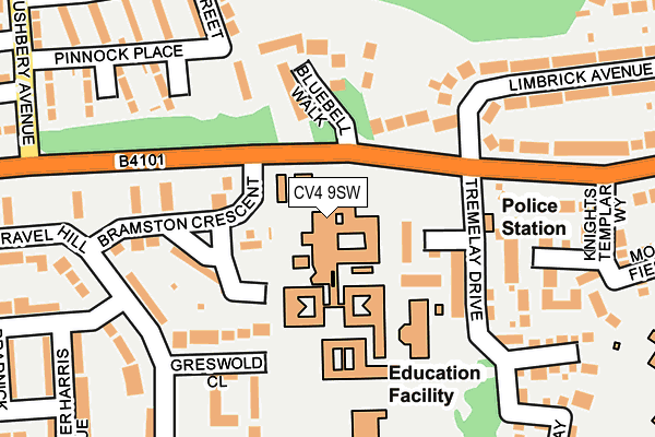 CV4 9SW map - OS OpenMap – Local (Ordnance Survey)
