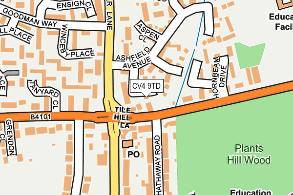 CV4 9TD map - OS OpenMap – Local (Ordnance Survey)