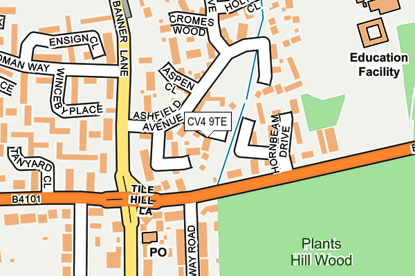 CV4 9TE map - OS OpenMap – Local (Ordnance Survey)