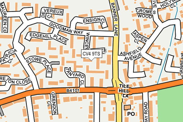 CV4 9TS map - OS OpenMap – Local (Ordnance Survey)