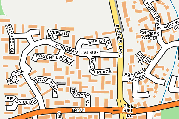 CV4 9UG map - OS OpenMap – Local (Ordnance Survey)