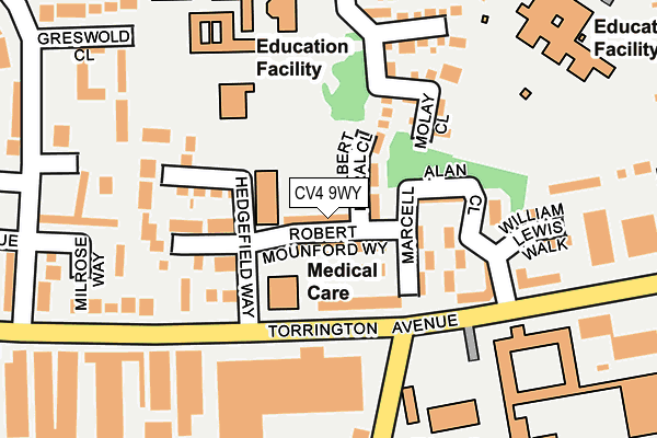 CV4 9WY map - OS OpenMap – Local (Ordnance Survey)