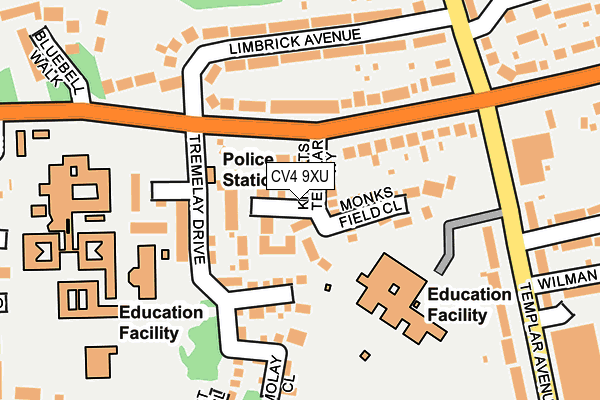 CV4 9XU map - OS OpenMap – Local (Ordnance Survey)