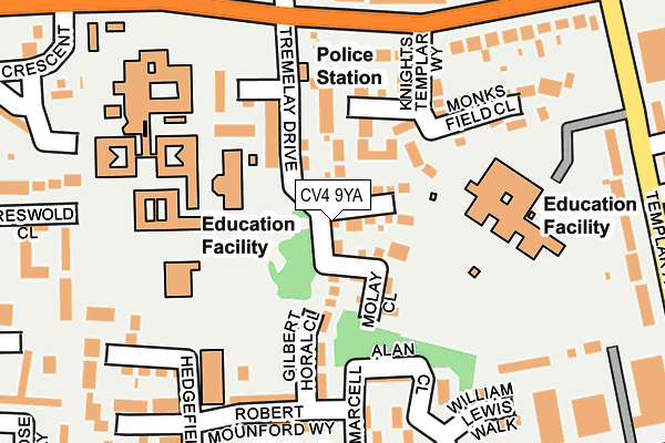 CV4 9YA map - OS OpenMap – Local (Ordnance Survey)