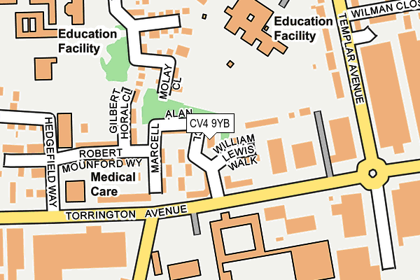 CV4 9YB map - OS OpenMap – Local (Ordnance Survey)