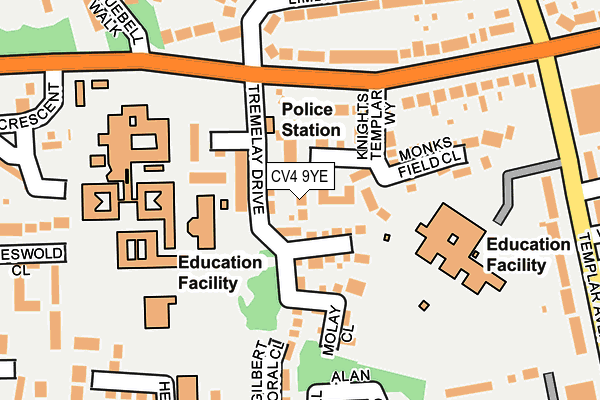 CV4 9YE map - OS OpenMap – Local (Ordnance Survey)