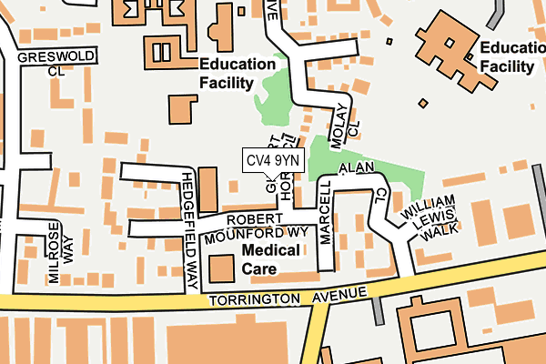 CV4 9YN map - OS OpenMap – Local (Ordnance Survey)