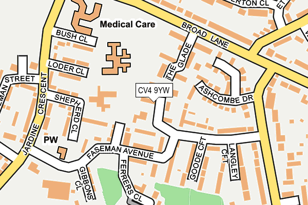 CV4 9YW map - OS OpenMap – Local (Ordnance Survey)