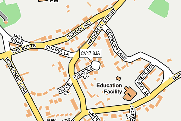 CV47 8JA map - OS OpenMap – Local (Ordnance Survey)