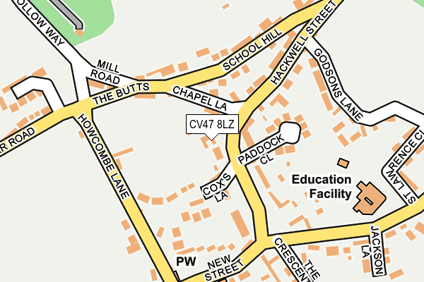 CV47 8LZ map - OS OpenMap – Local (Ordnance Survey)