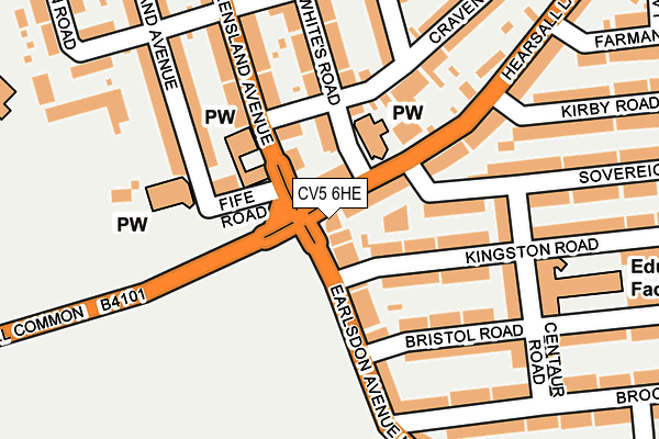 CV5 6HE map - OS OpenMap – Local (Ordnance Survey)