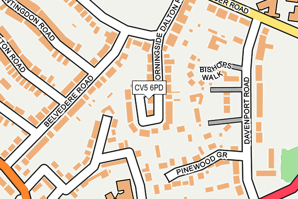 CV5 6PD map - OS OpenMap – Local (Ordnance Survey)
