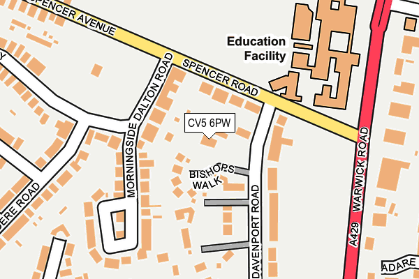 CV5 6PW map - OS OpenMap – Local (Ordnance Survey)