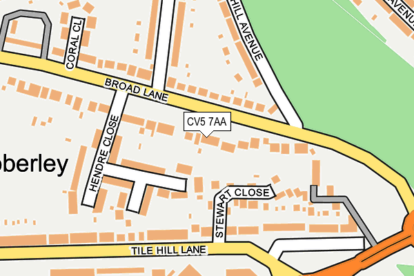 CV5 7AA map - OS OpenMap – Local (Ordnance Survey)