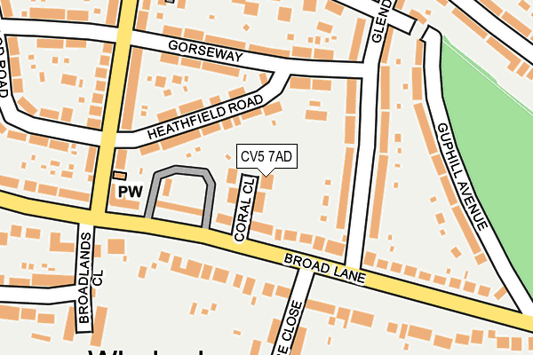 CV5 7AD map - OS OpenMap – Local (Ordnance Survey)
