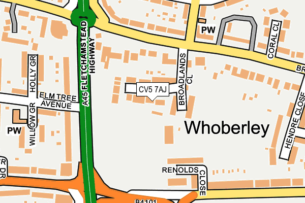 CV5 7AJ map - OS OpenMap – Local (Ordnance Survey)