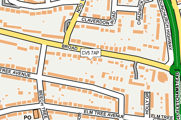 CV5 7AP map - OS OpenMap – Local (Ordnance Survey)