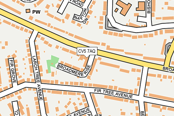 CV5 7AQ map - OS OpenMap – Local (Ordnance Survey)