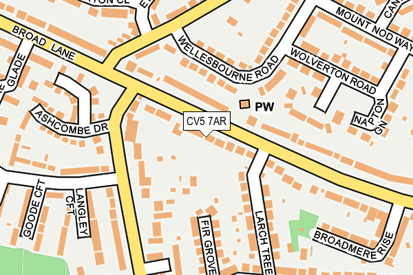 CV5 7AR map - OS OpenMap – Local (Ordnance Survey)