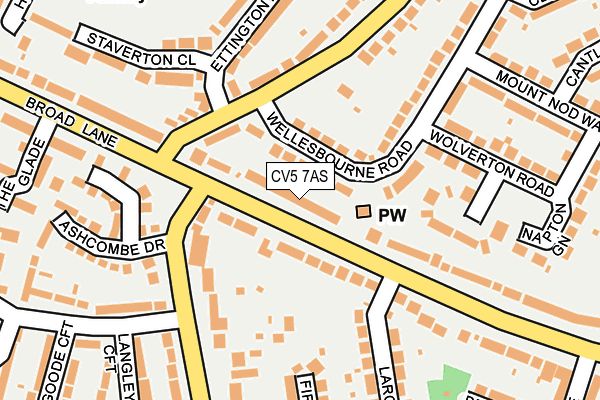 CV5 7AS map - OS OpenMap – Local (Ordnance Survey)