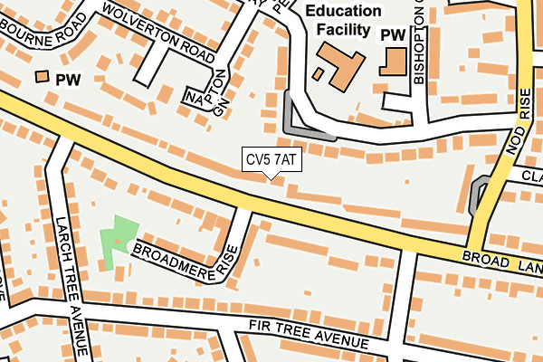 CV5 7AT map - OS OpenMap – Local (Ordnance Survey)