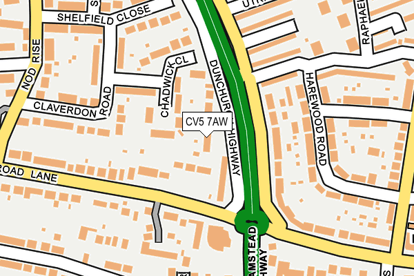 CV5 7AW map - OS OpenMap – Local (Ordnance Survey)