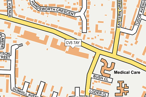 CV5 7AY map - OS OpenMap – Local (Ordnance Survey)