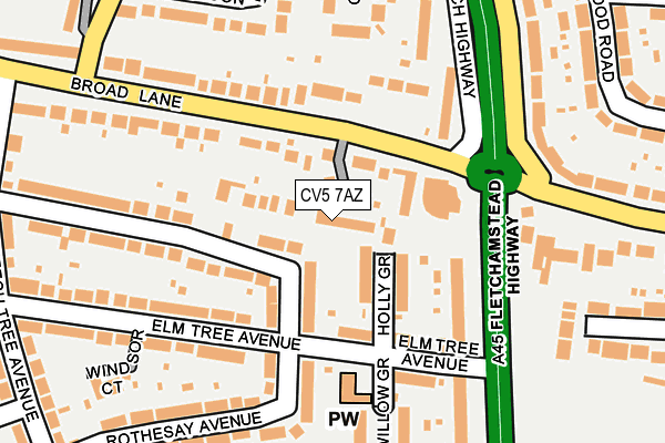 CV5 7AZ map - OS OpenMap – Local (Ordnance Survey)