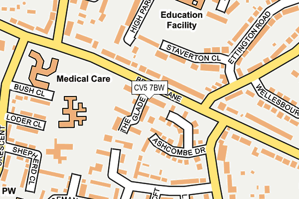 CV5 7BW map - OS OpenMap – Local (Ordnance Survey)