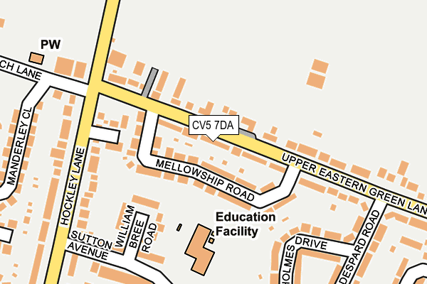 CV5 7DA map - OS OpenMap – Local (Ordnance Survey)