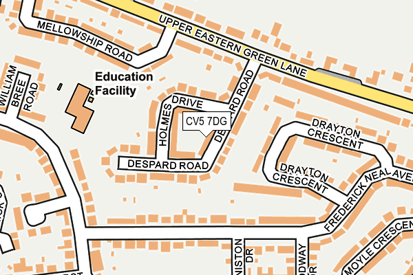 CV5 7DG map - OS OpenMap – Local (Ordnance Survey)
