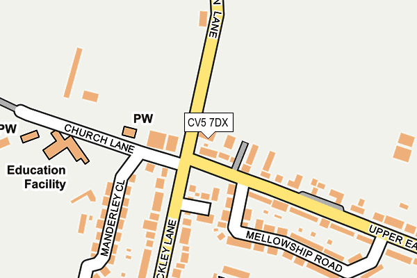 CV5 7DX map - OS OpenMap – Local (Ordnance Survey)
