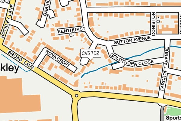 CV5 7DZ map - OS OpenMap – Local (Ordnance Survey)