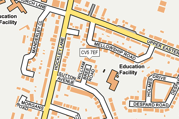 CV5 7EF map - OS OpenMap – Local (Ordnance Survey)