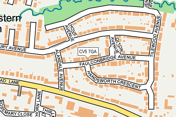 CV5 7GA map - OS OpenMap – Local (Ordnance Survey)