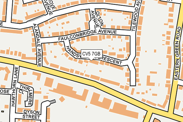 CV5 7GB map - OS OpenMap – Local (Ordnance Survey)