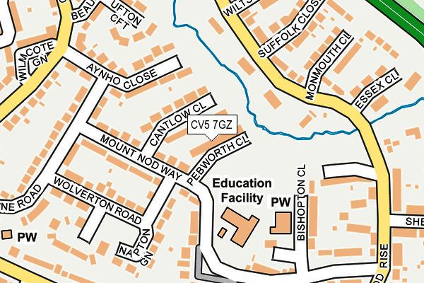 CV5 7GZ map - OS OpenMap – Local (Ordnance Survey)