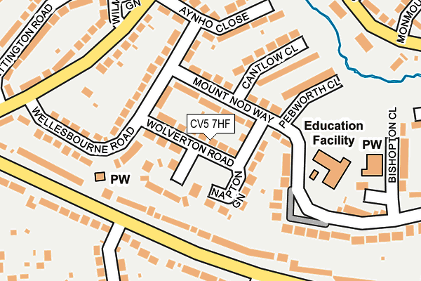 CV5 7HF map - OS OpenMap – Local (Ordnance Survey)