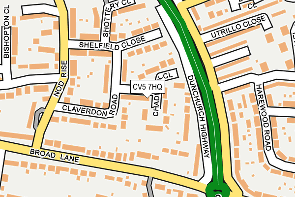 CV5 7HQ map - OS OpenMap – Local (Ordnance Survey)