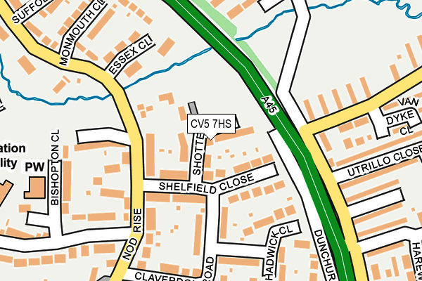 CV5 7HS map - OS OpenMap – Local (Ordnance Survey)