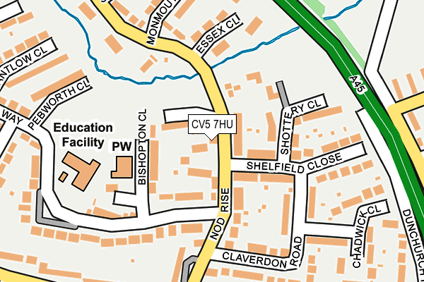 CV5 7HU map - OS OpenMap – Local (Ordnance Survey)