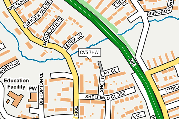 CV5 7HW map - OS OpenMap – Local (Ordnance Survey)