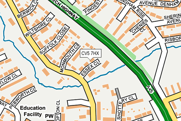 CV5 7HX map - OS OpenMap – Local (Ordnance Survey)