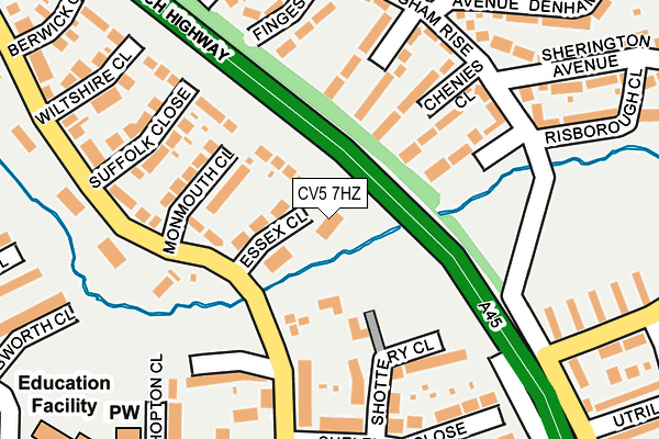 CV5 7HZ map - OS OpenMap – Local (Ordnance Survey)