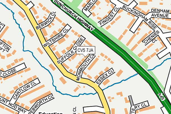 CV5 7JA map - OS OpenMap – Local (Ordnance Survey)