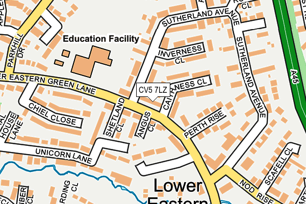 CV5 7LZ map - OS OpenMap – Local (Ordnance Survey)
