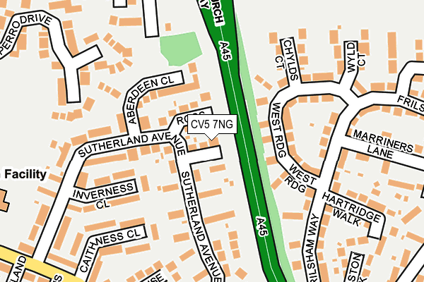 CV5 7NG map - OS OpenMap – Local (Ordnance Survey)