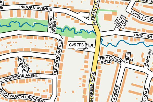 CV5 7PB map - OS OpenMap – Local (Ordnance Survey)