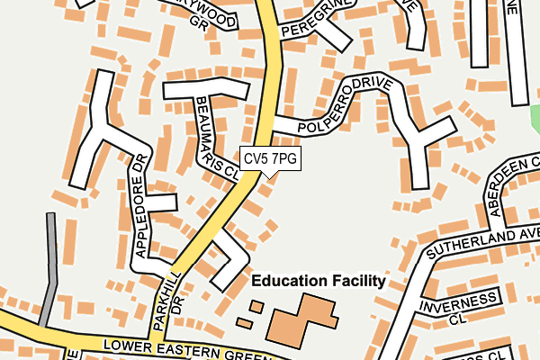CV5 7PG map - OS OpenMap – Local (Ordnance Survey)