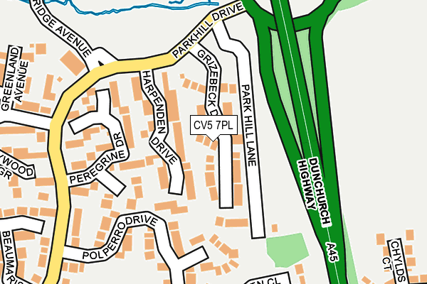 CV5 7PL map - OS OpenMap – Local (Ordnance Survey)